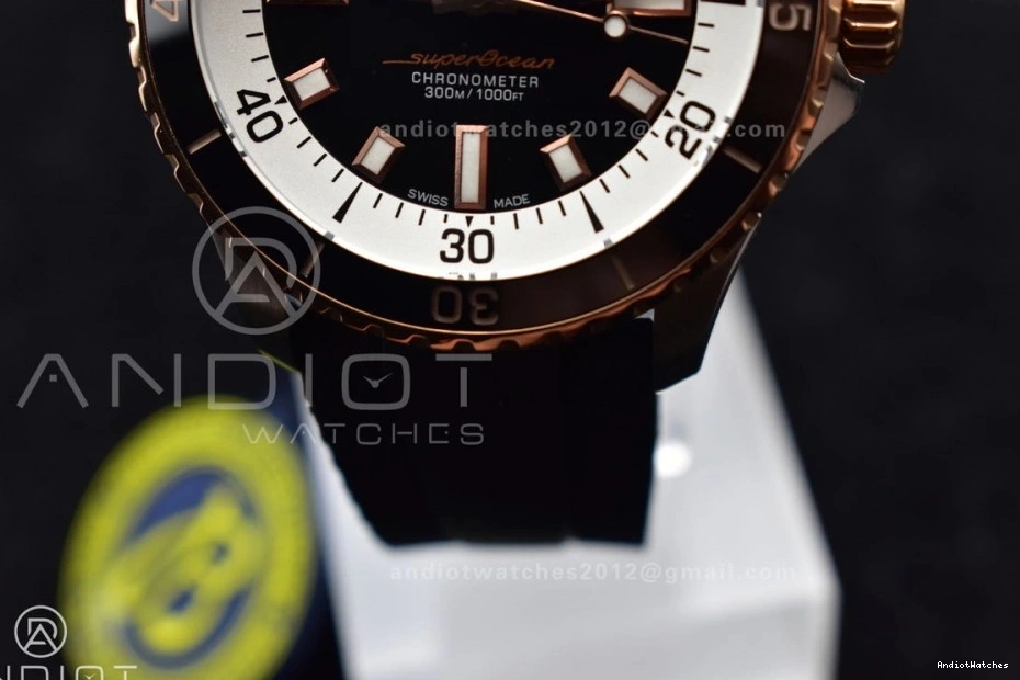 A SuperOcean Rubber Automatic BLSF Best 1:1 1165 Edition Black Comfortable RG Black on SS Strap 42 Dial 1005